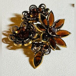 Vintage Weiss Topaz Rhinestone Brooch & Earrings Set – 1950s Mid Century